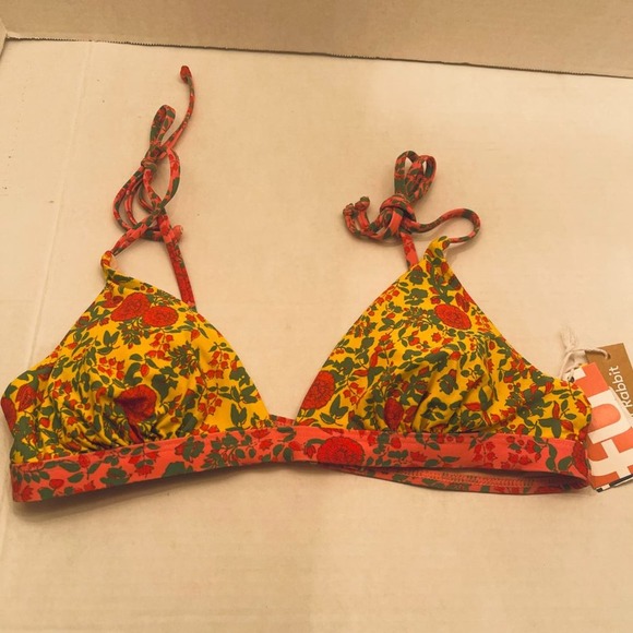 Roberta Roller Rabbit Rhody Mixed Floral Tie Shoulder Bralette Bikini Top Medium - Picture 4 of 8